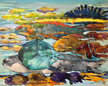 V proudu 2, 120 x 150 cm, akryl na plátně